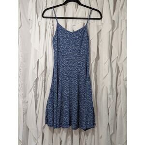 Old Navy Size XS Blue w/Floral Print Midi Dress w/Adj. Straps Ruched Back Y2K